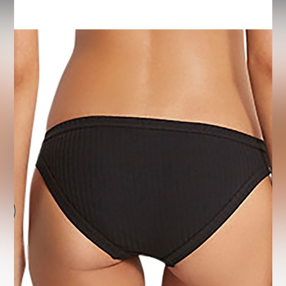 NWT SEAFOLLY Inka Rib Hipster Bikini Bottom black size 12 - Picture 2 of 9